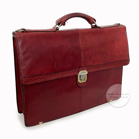 Renwick Canada Briefcase Bag Oxblood Leather Business Bag Vintage Luxe Rare - Picture 3 of 11